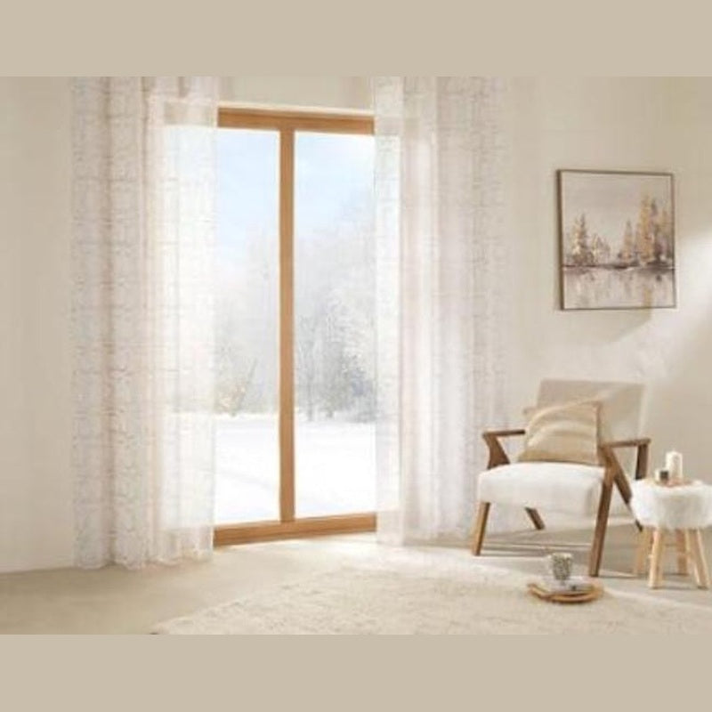 Atmosphera Hania Gordijn bedrukt 140x240cm - Kant en klaar met ringen - Beige