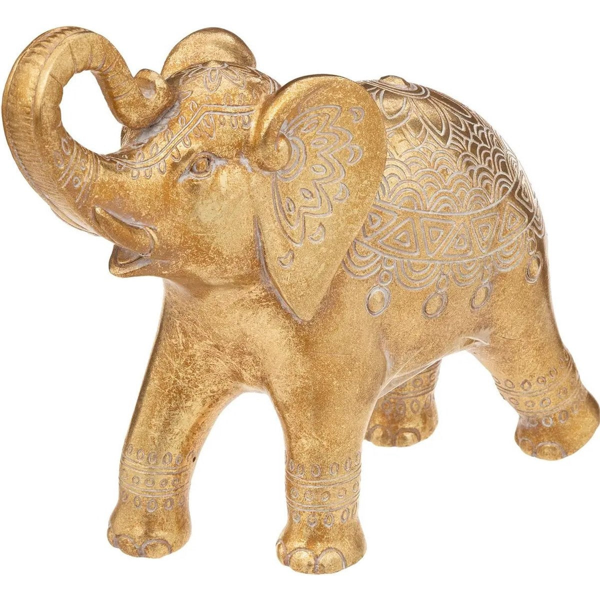 Atmosphera Home decoratie dier/ beeldje Olifant - goud kleurig - 26 x 23 cm
