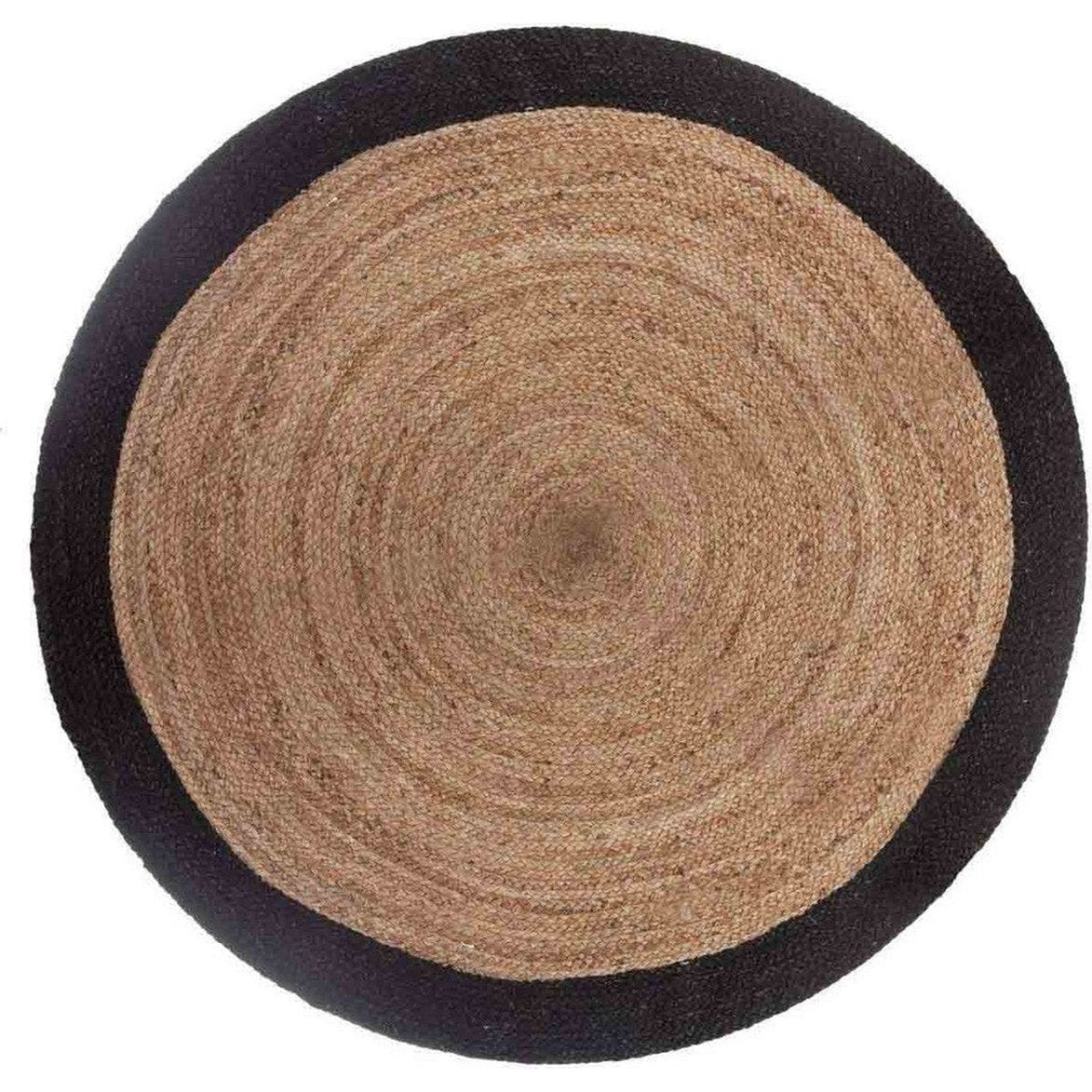 Atmosphera Jute vloerkleed rond met naturel met zwarte rand diameter 120 cm