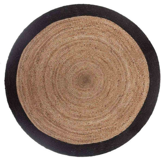 Atmosphera Jute vloerkleed rond met naturel met zwarte rand diameter 120 cm