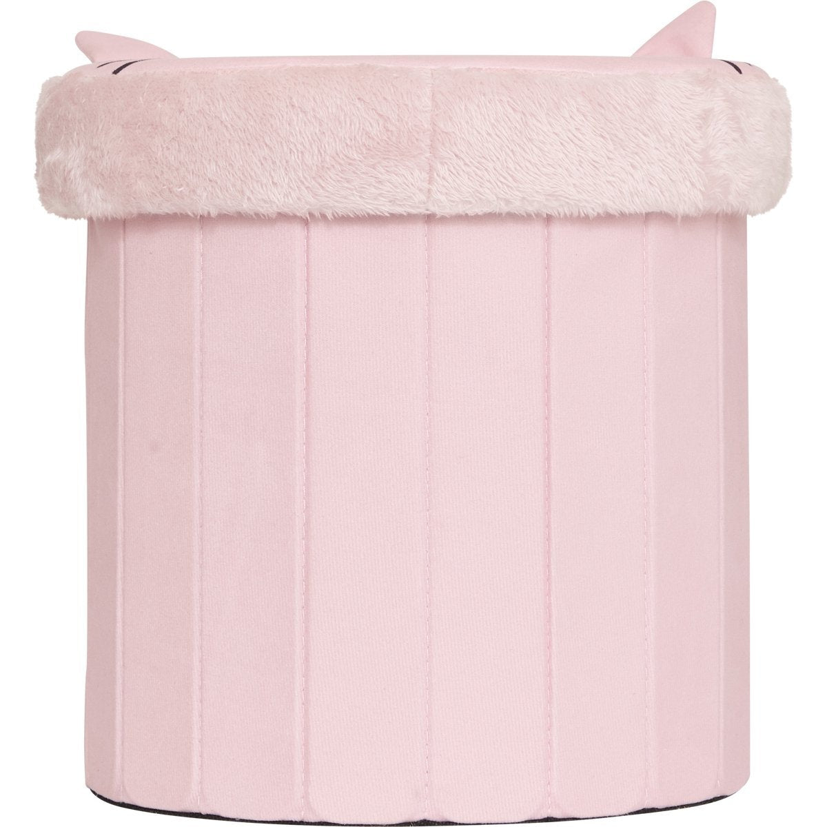 Atmosphera Kat Opvouwbare Poef - Opberger - Ø30xH38cm - Roze