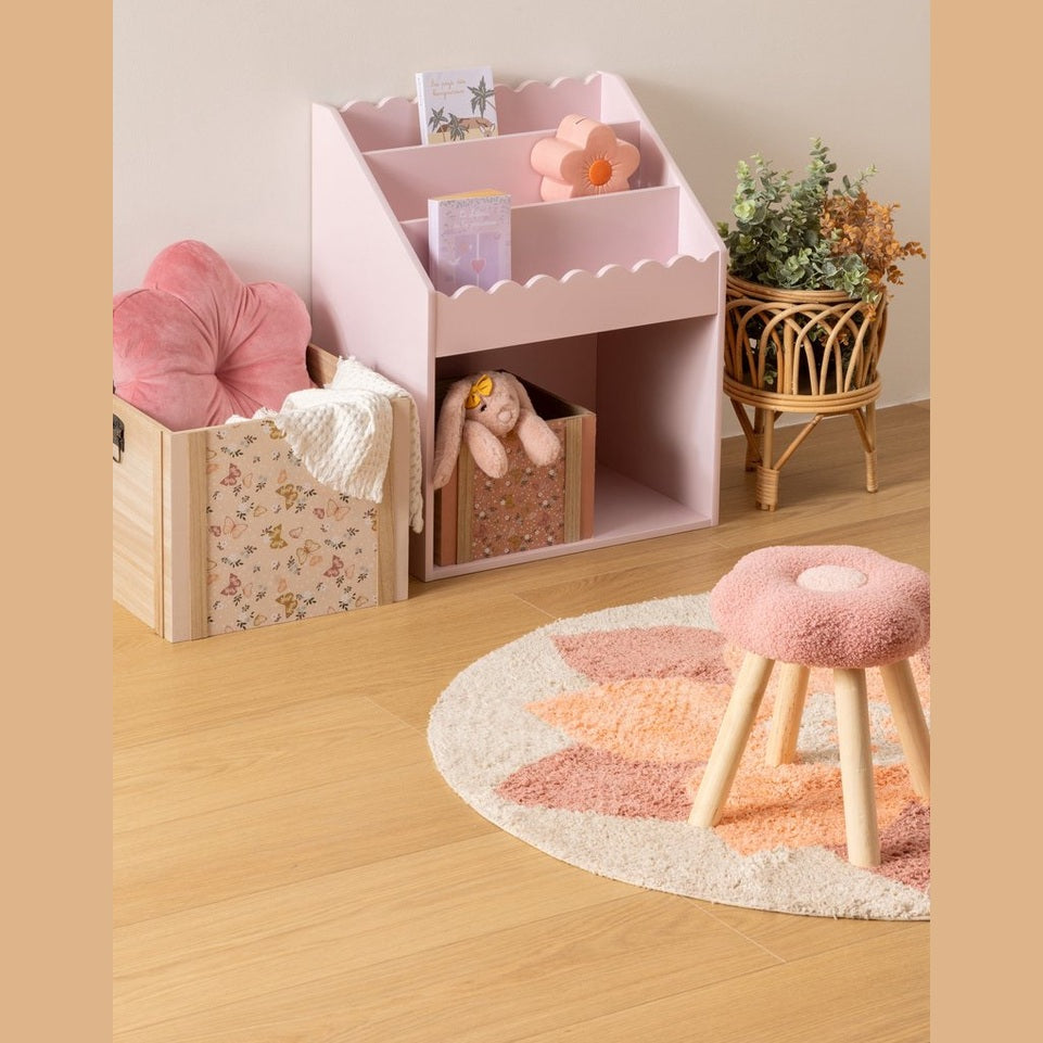 Atmosphera Kids Boekenkast verticale vakken met opbergvak - 48x32xH60cm - Lichtroze