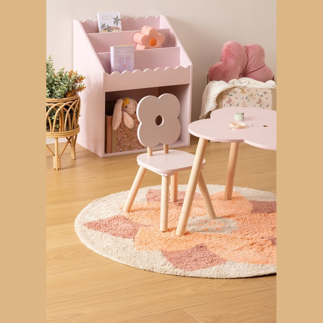 Atmosphera Kids Boekenkast verticale vakken met opbergvak - 48x32xH60cm - Lichtroze