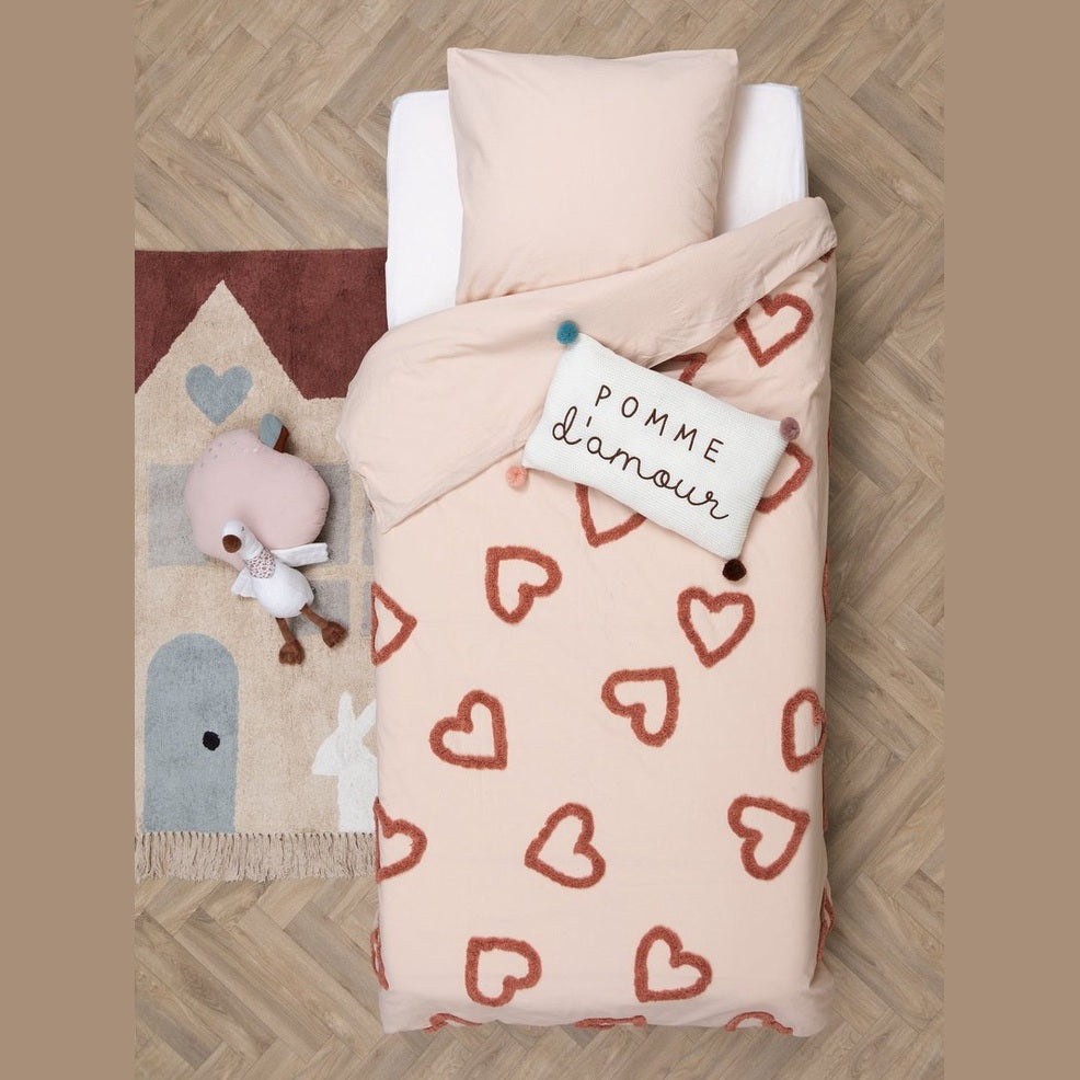 Atmosphera Kids Dekbedovertrek set met 1 kussensloop 140x200cm/65x65cm Hart