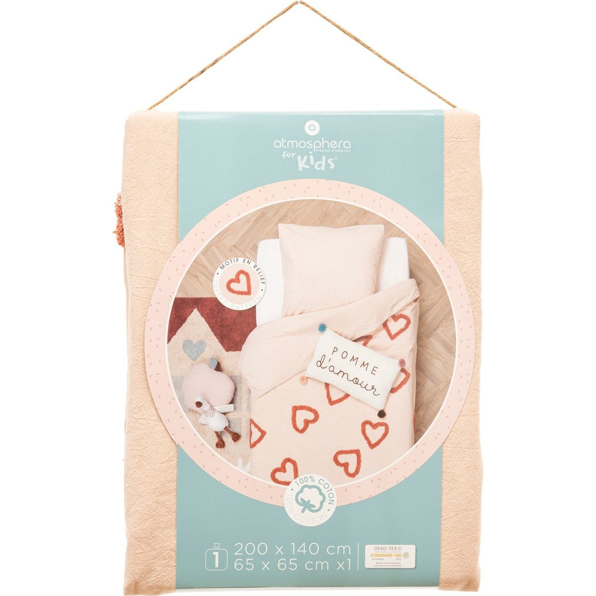 Atmosphera Kids Dekbedovertrek set met 1 kussensloop 140x200cm/65x65cm Hart