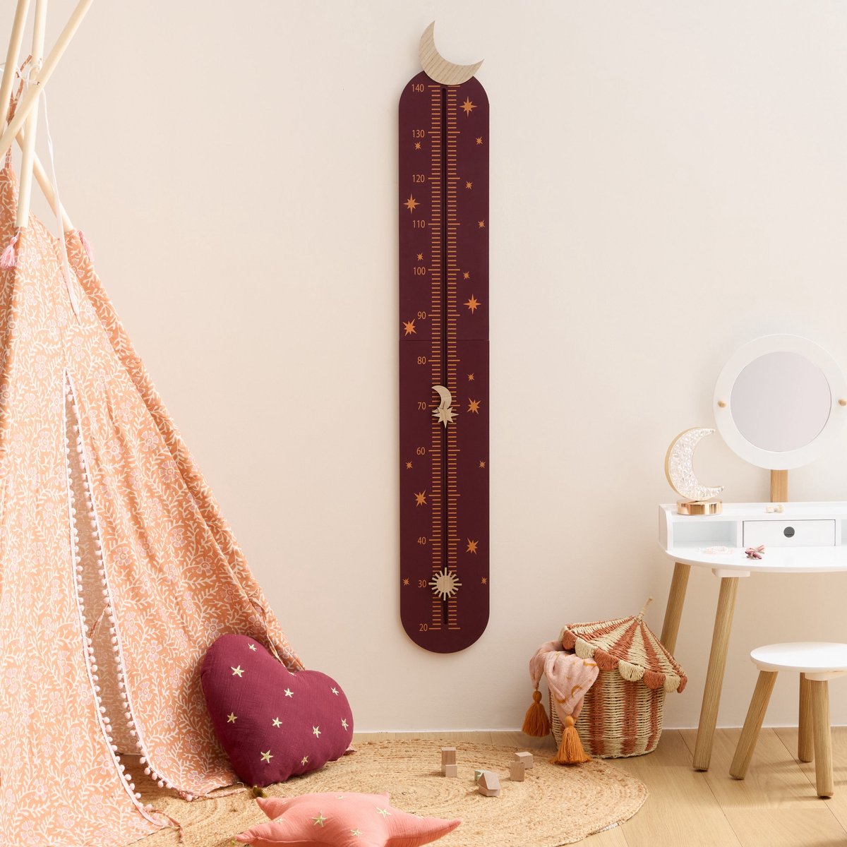 Atmosphera Kids Groeimeter Sterrenhemel - Kindermeetlat - B20xH140cm - Bruin - MODESTNOVA