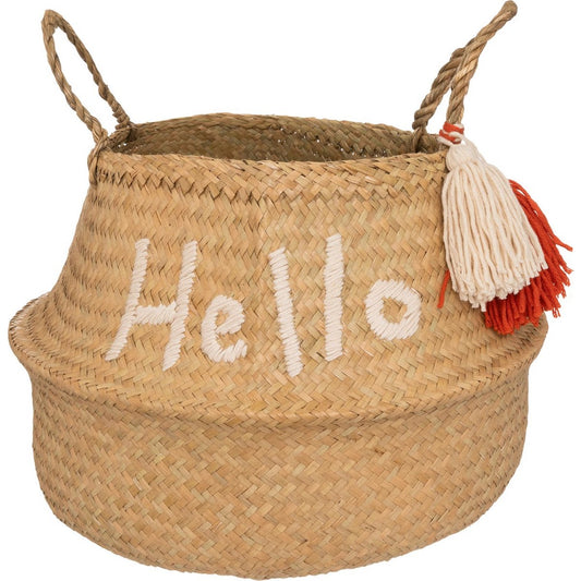 Atmosphera Kids Hello Opbergmand uit riet Ø35x30cm - Beige