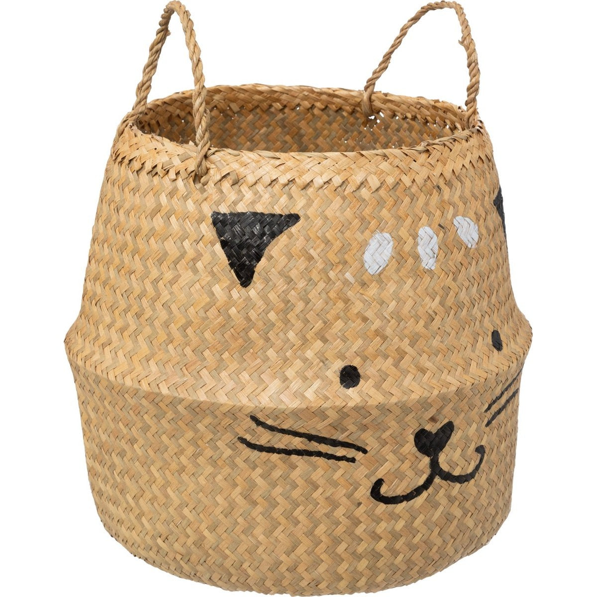 Atmosphera Kids Opbergmand Kat uit riet Ø37x38cm - Beige