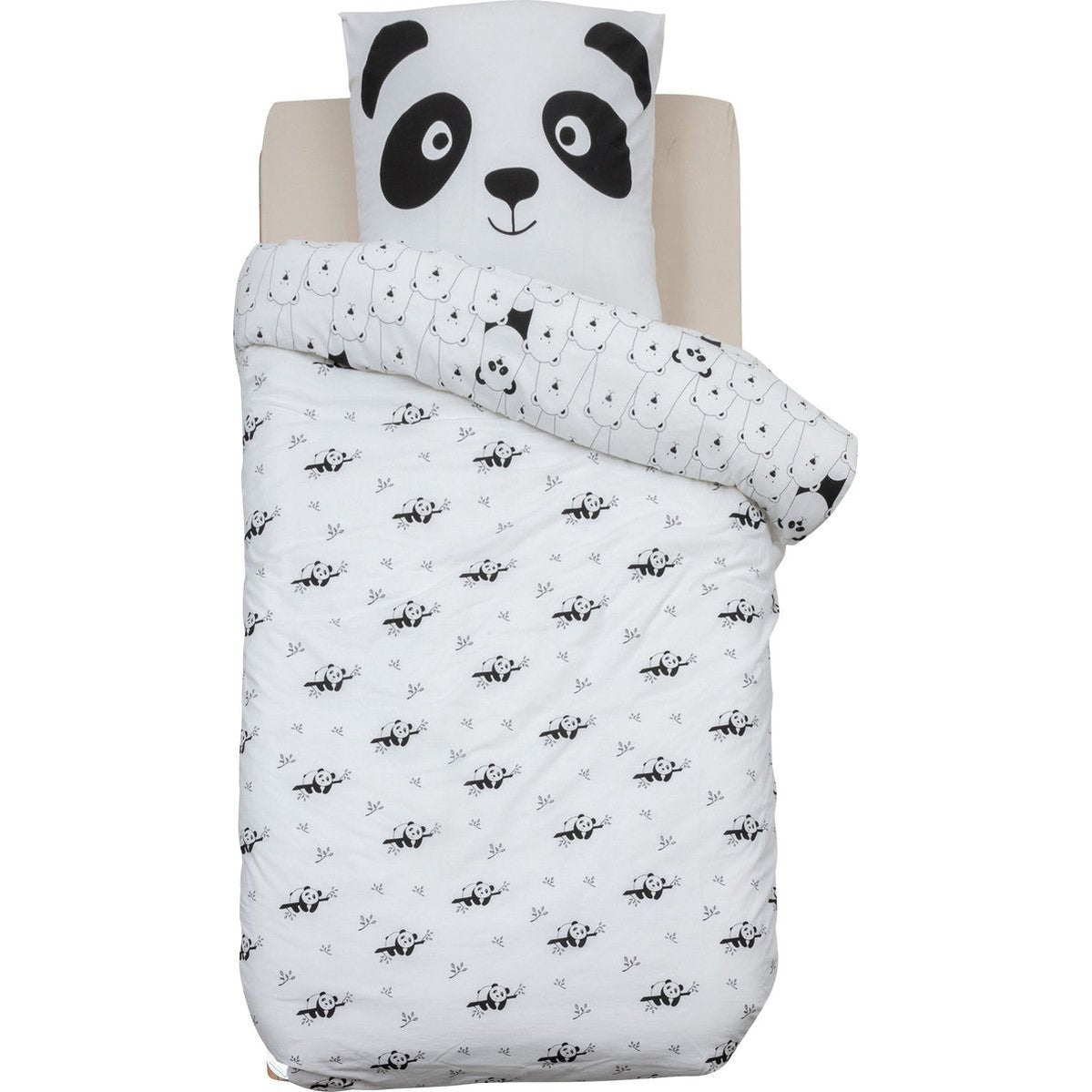 Atmosphera Kids Panda Dekbedovertrek set met 1 kussensloop 140x200cm/65x65cm - Zwart/Wit