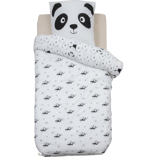Atmosphera Kids Panda Dekbedovertrek set met 1 kussensloop 140x200cm/65x65cm - Zwart/Wit