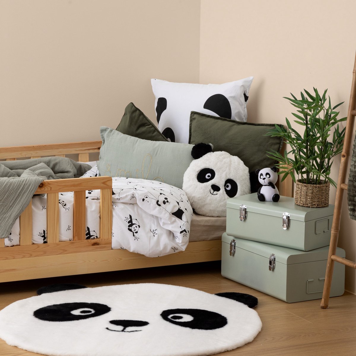 Atmosphera Kids Panda Dekbedovertrek set met 1 kussensloop 140x200cm/65x65cm - Zwart/Wit