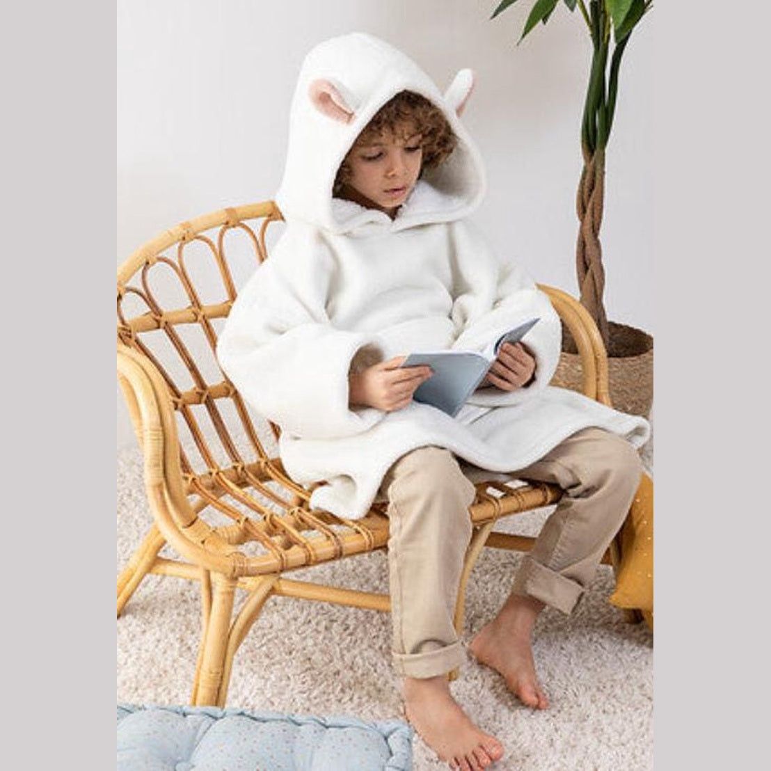 Atmosphera Kids Plaid sweater schaap kind - Trui - Extra zacht - Fleece trui - ONE SIZE - 3 tot 10 jaar - Met zakken