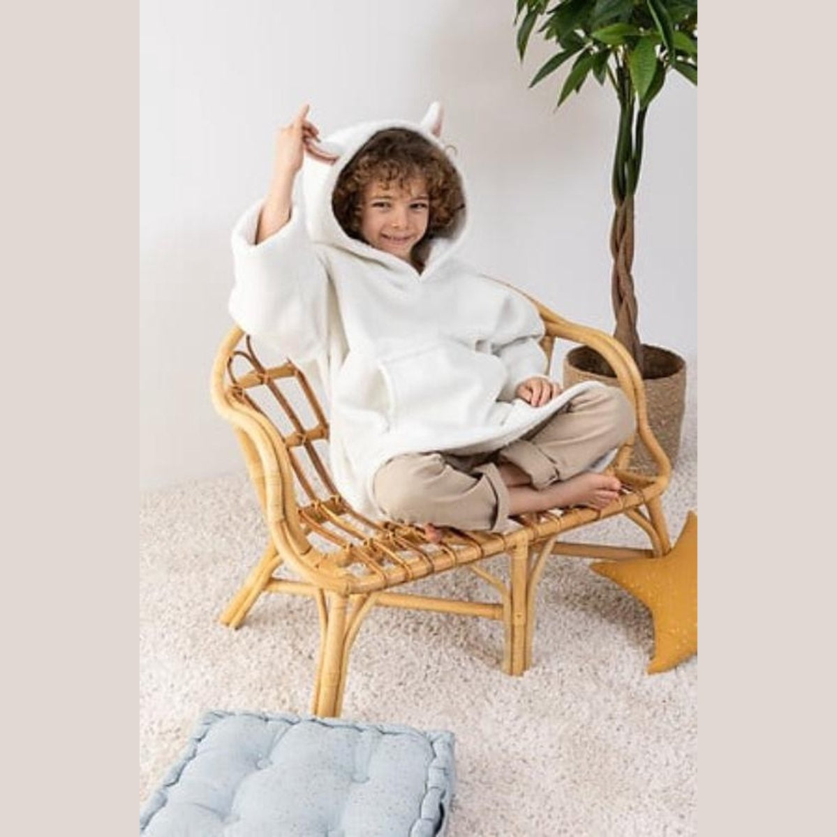 Atmosphera Kids Plaid sweater schaap kind - Trui - Extra zacht - Fleece trui - ONE SIZE - 3 tot 10 jaar - Met zakken