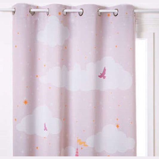 Atmosphera Kids Verduisteringsgordijn Kasteel 135x260cm - Roze met witte wolken
