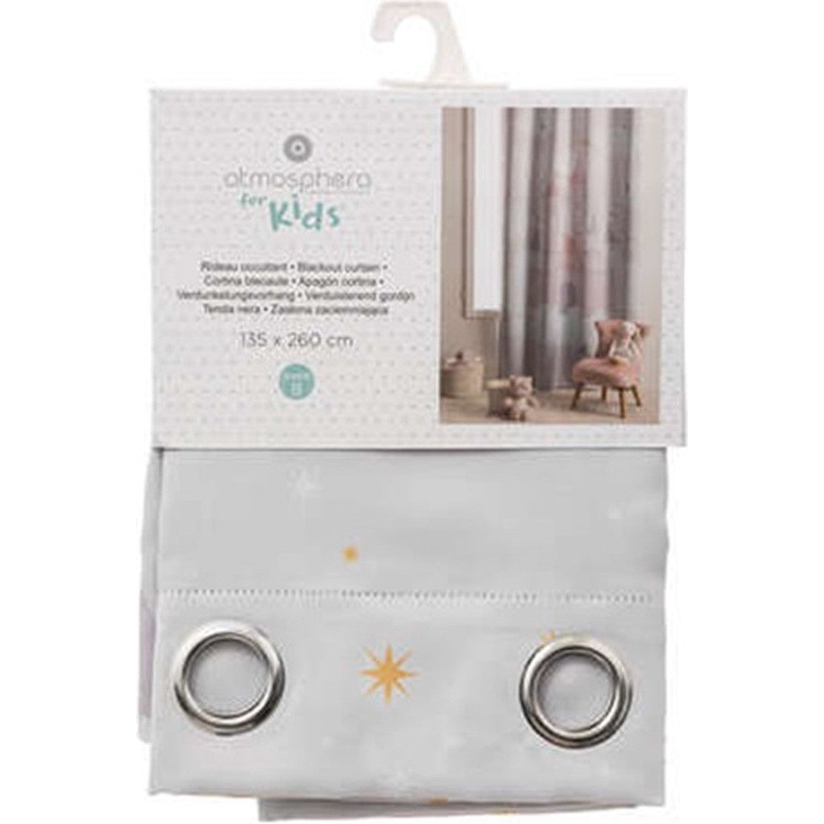 Atmosphera Kids Verduisteringsgordijn Kasteel 135x260cm - Roze met witte wolken