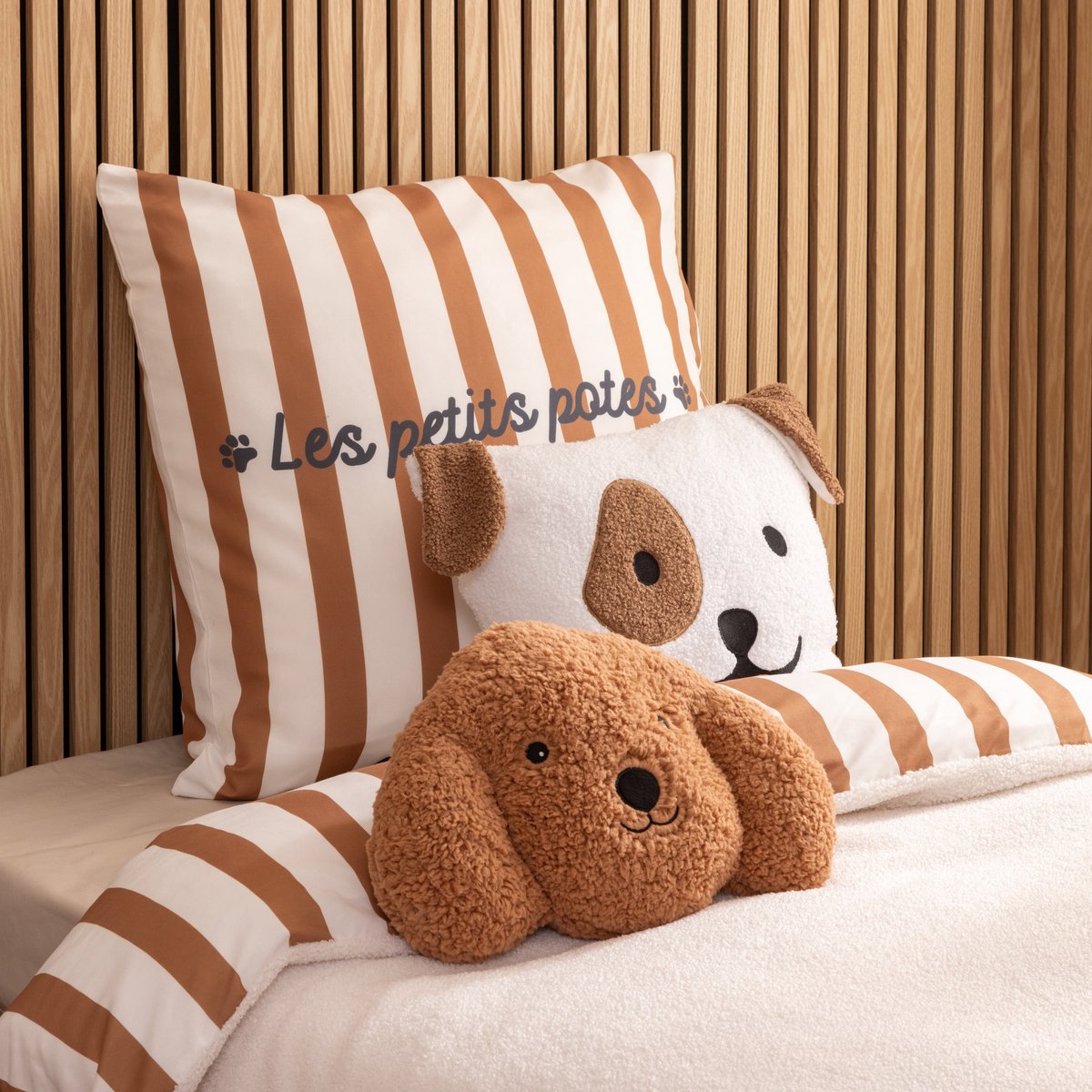 Atmosphera Kids Woef Sierkussen - 40x10x40cm - Wit/Bruin