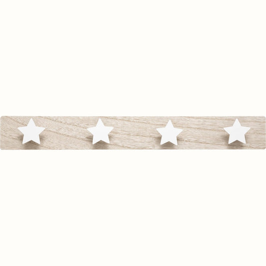 Atmosphera Kids kapstok ster - wit / hout - 4 Kapstokken - Kinderkamer