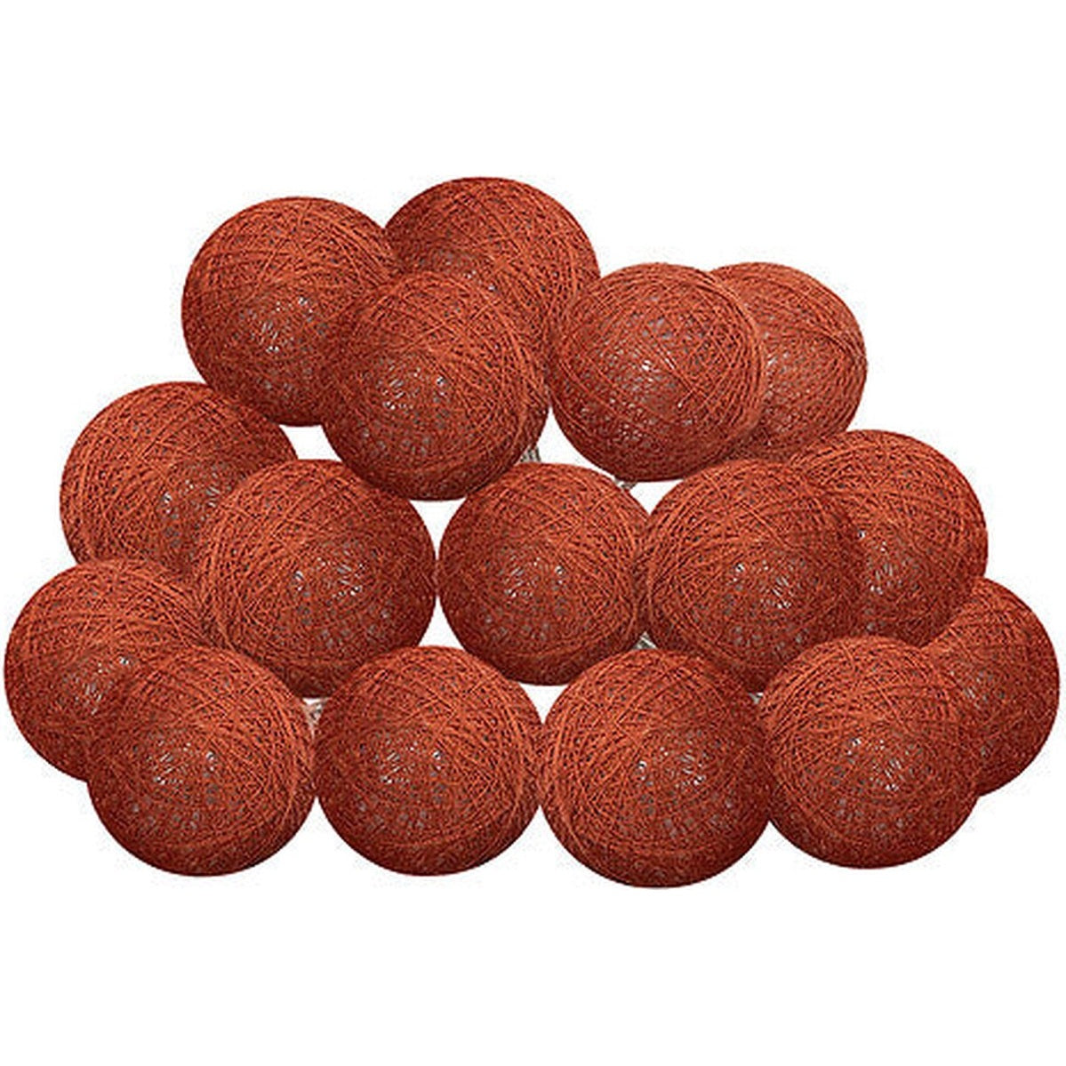 Atmosphera LED Feestverlichting Land balletjes Terracotta - Lichtslingers katoen - Cotton ball - 16 Ballen - Dia 3.5 cm - Guirlande