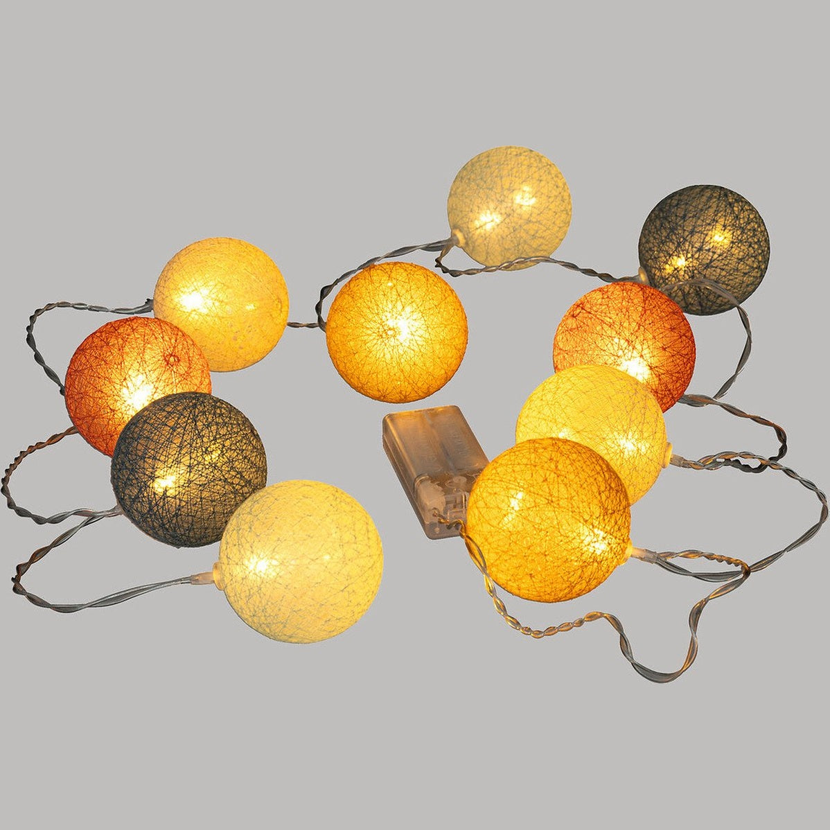 Atmosphera LED decoratieve slinger multi kleur balletjes - Lichtslingers katoen - Cotton ball - 10 Ballen - Batterijen niet inbegrepen