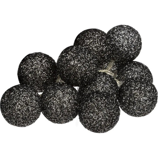 Atmosphera LED slinger 10 bollen zwart glitter 1,5 meter - Sfeerverlichting