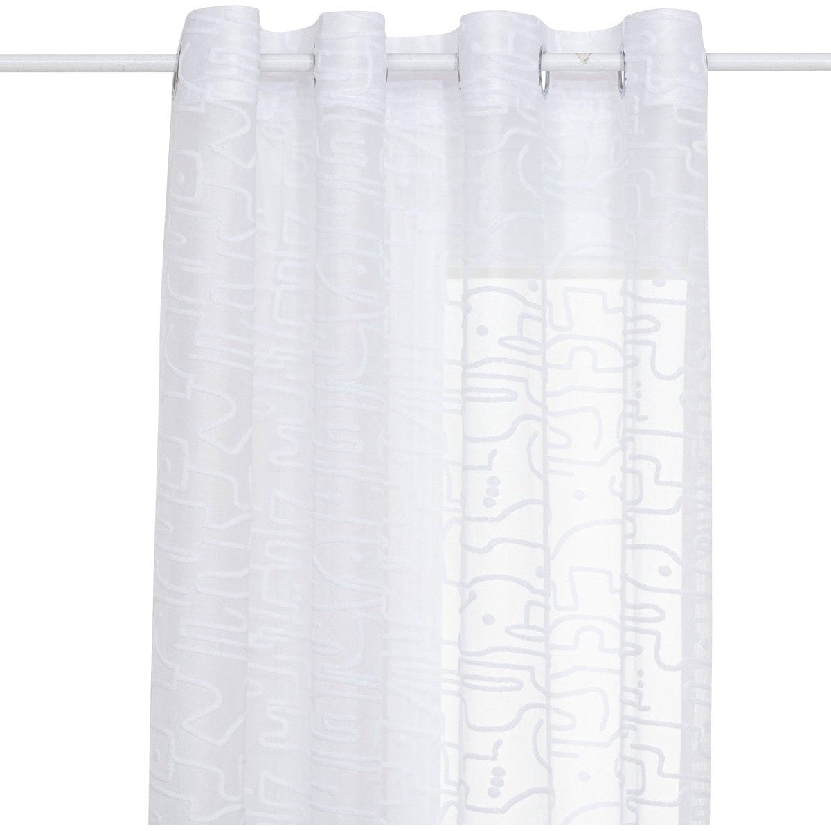 Atmosphera Lazi Transparant Gordijn 140x240cm - Gordijnen kant en klaar met haakjes ringen - Wit