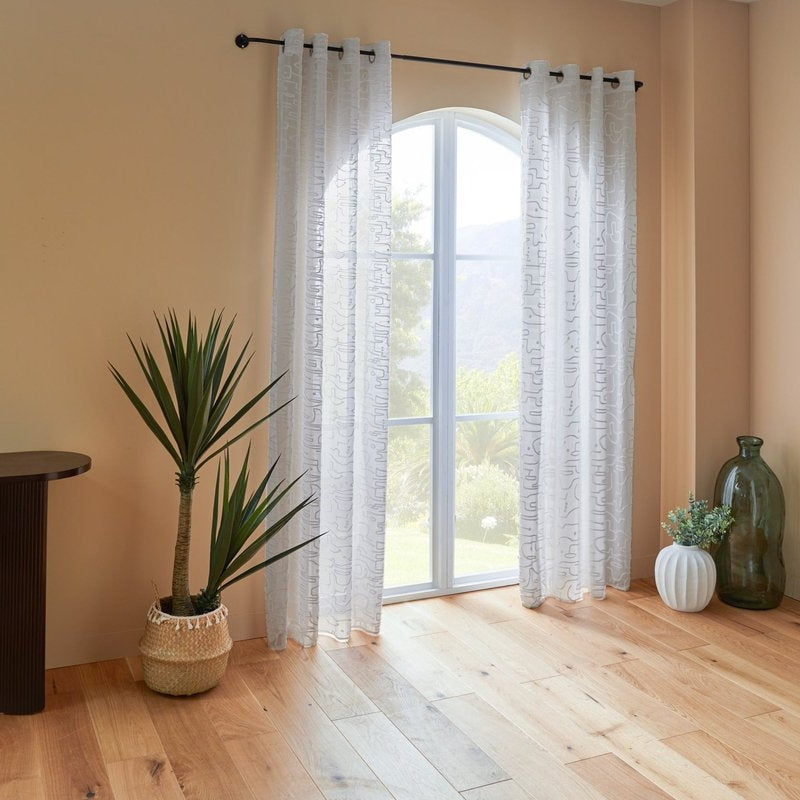 Atmosphera Lazi Transparant Gordijn 140x240cm - Gordijnen kant en klaar met haakjes ringen - Wit