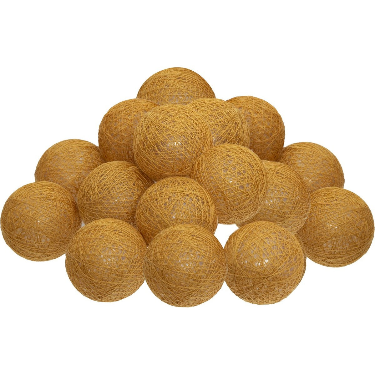 Atmosphera Lichtslinger - 16 verlichte balletjes/bollen 35 mm - okergeel - 255 cm - batterijen