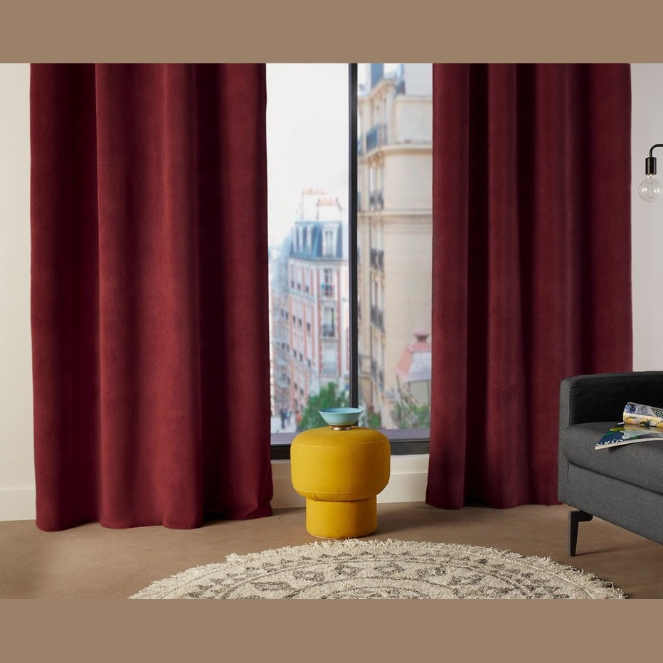 Atmosphera Lilou gordijn 140 x 260 cm - Kant en klaar met ringen - Gordijn raambekleding - Granaatrood