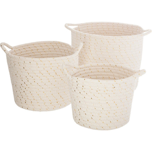 Atmosphera Opbergmanden set met goudvlokken