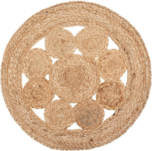 Atmosphera - Placemat jute - Beige - Dia 38 cm - Sophie Nordinn® - Placemats Abisko (Verloop) - Onderlegger Tafel - Onderleggers Placemats - Scandinavisch Design - Tafeldecoratie - Tafellinnen