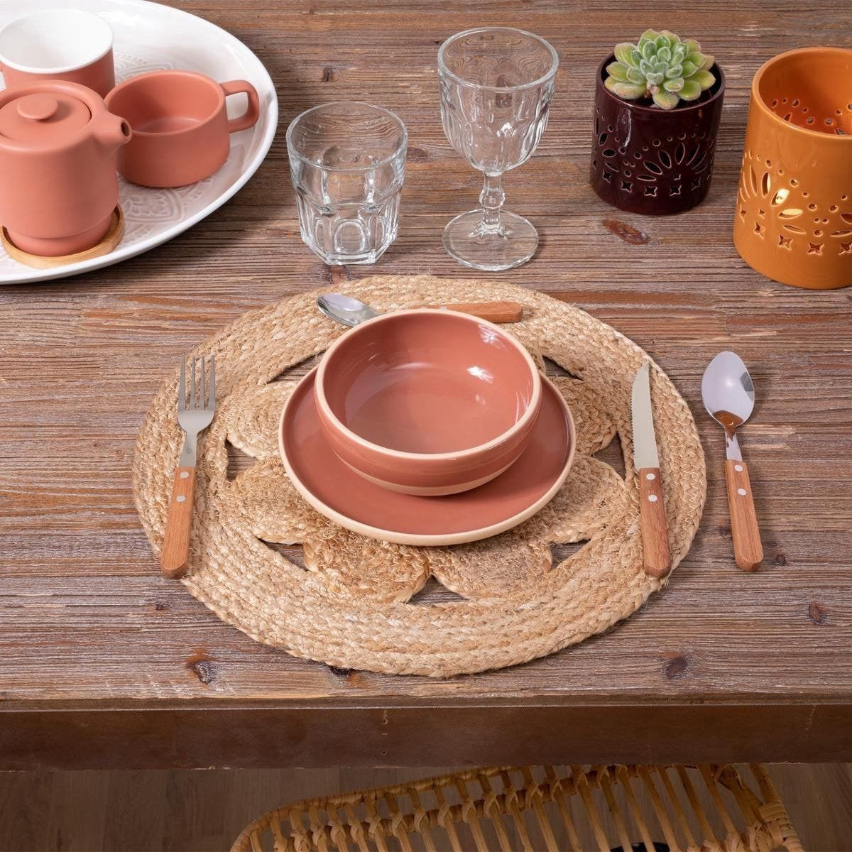 Atmosphera Placemats Jute – Set van 4 – Ø 38 cm – Beige – Scandinavisch Design – Onderleggers Eettafel