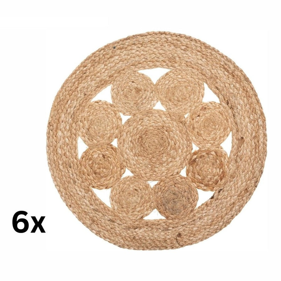 Atmosphera Placemats Jute – Set van 6 – Ø 38 cm – Beige – Scandinavisch Design – Onderleggers Eettafel