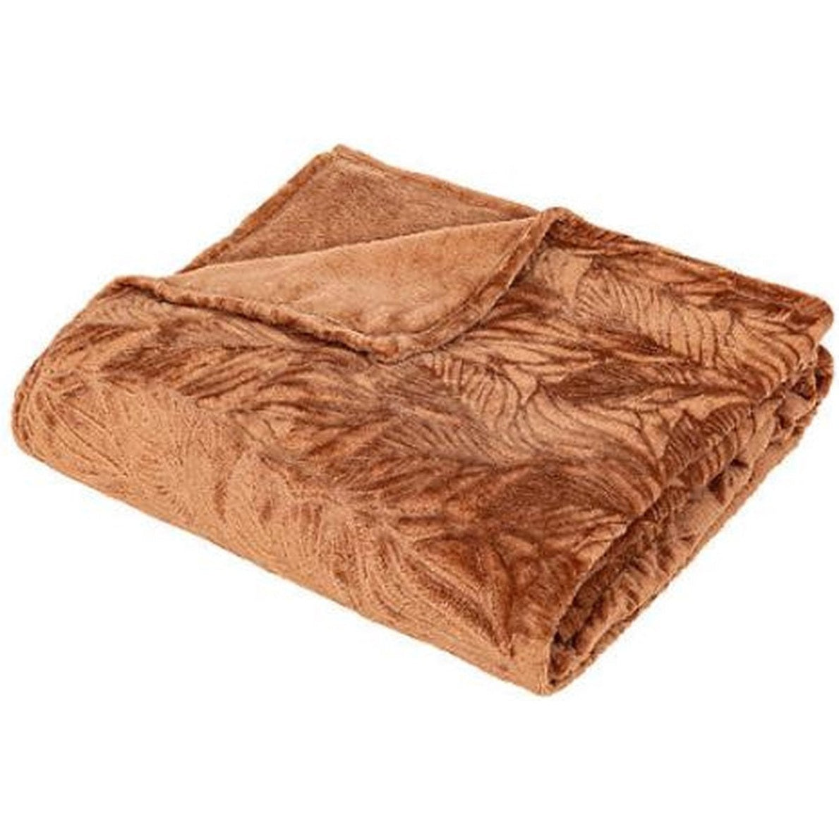Atmosphera Plaid - Terracotta - Fleece-plaid met palmblad patroon - Deken - 180x230cm
