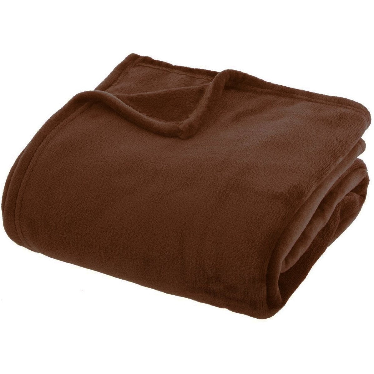 Atmosphera Plaid effen flanel fleece deken - 180x230 cm - Bruin - MODESTNOVA