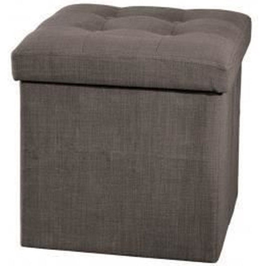 Atmosphera Poef/hocker/voetenbankje - opbergbox - donkergrijs - PU/MDF - 38 x 38 cm - opvouwbaar