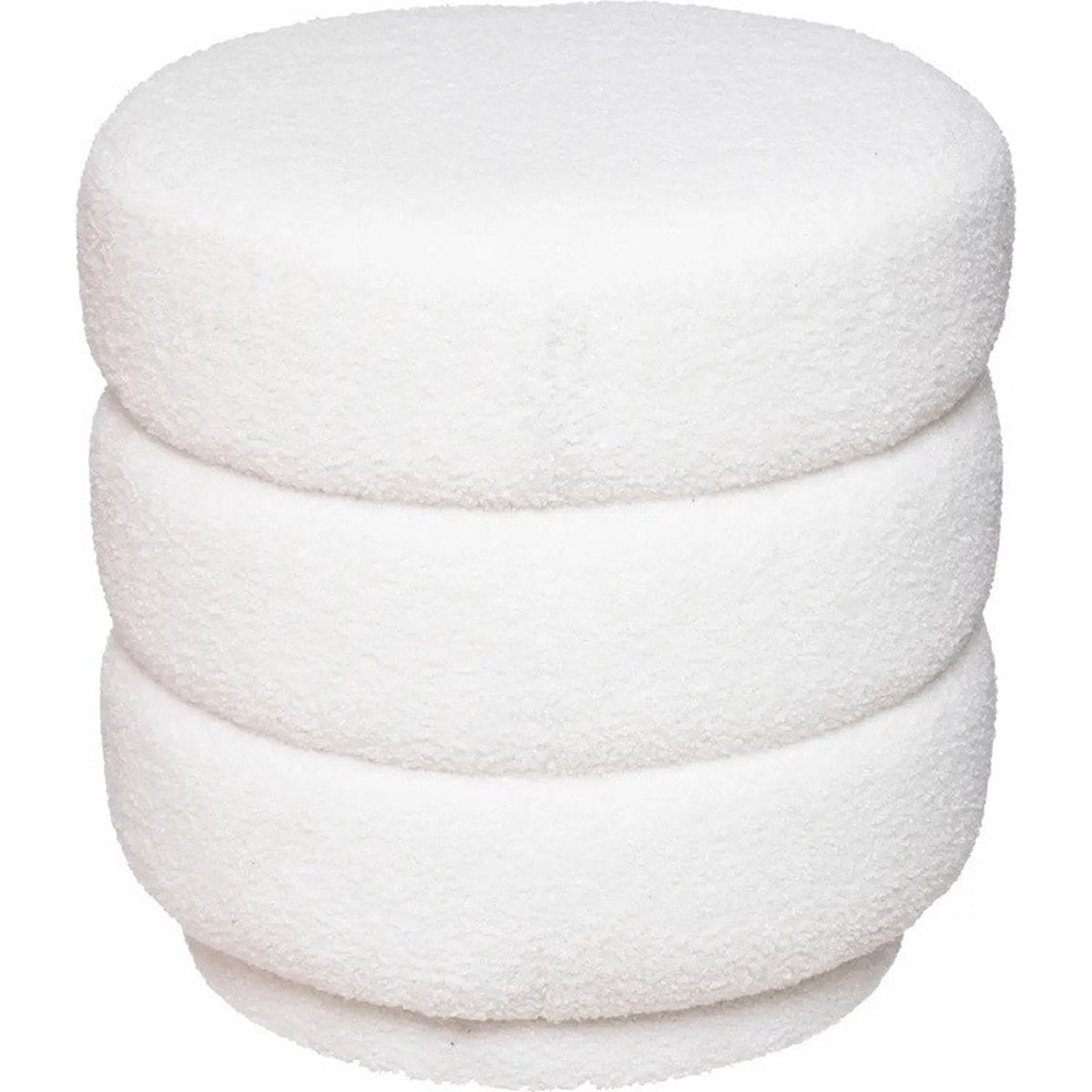 Atmosphera Poef om te zitten Desert Vibes - hout/stof - soft wit - D40 x H40 cm - bijzet stoeltjes