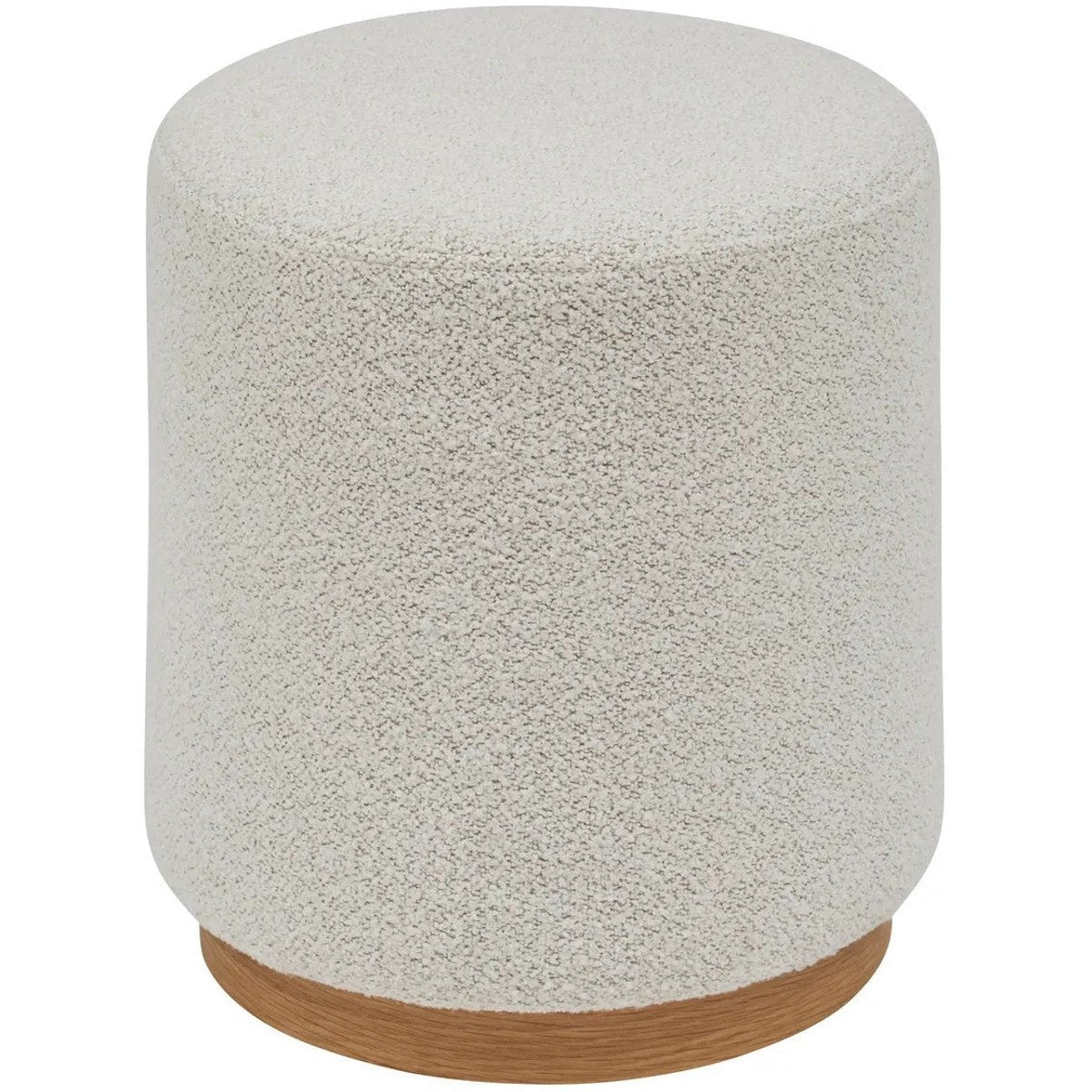 Atmosphera Poef om te zitten - Nesky Boucle - stof/hout - wit - D41 x H45 cm - extra zitplaatsen - stoelen