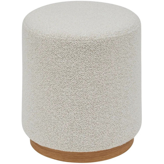 Atmosphera Poef om te zitten - Nesky Boucle - stof/hout - wit - D41 x H45 cm - extra zitplaatsen - stoelen