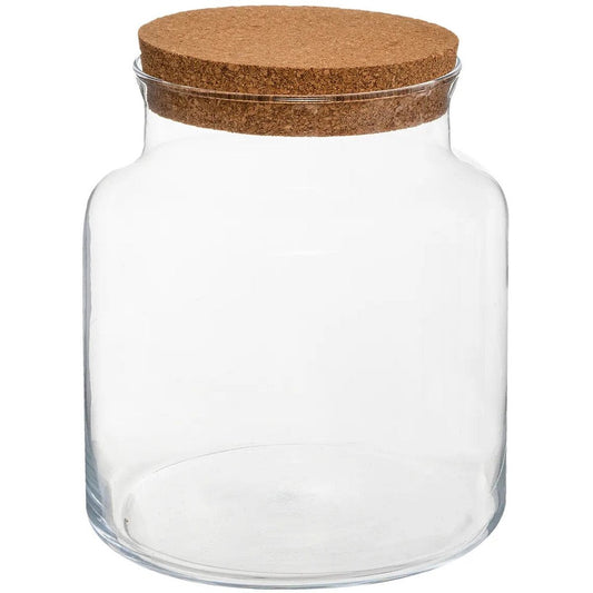 Atmosphera Pot/vaas van glas voor planten ecosysteem - deksel van kurk - D18 x H21 cm - terrarium
