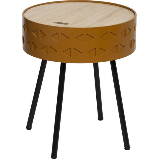 Atmosphera Scandinavische bijzettafel mosterd met opbergruimte - Dia 38.5 Hoogte 45.5 - salontafel