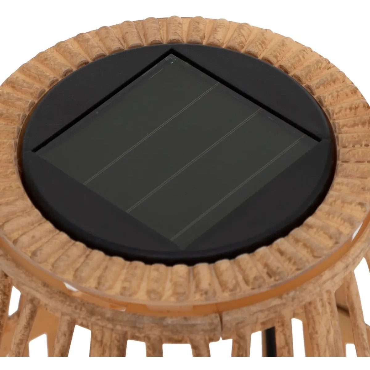 Atmosphera Solar tuin lantaarn - 2x - naturel - rotan kunststof - 16 x 23 cm - buiten - Led kaars licht - MODESTNOVA