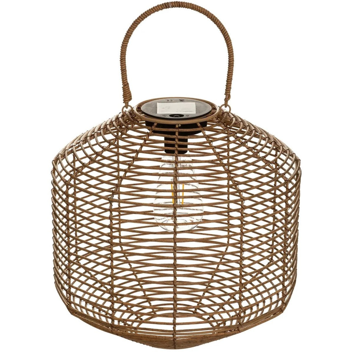 Atmosphera Solar tuin lantaarn - naturel - rotan kunststof - 30 x 30 cm - buiten - Led licht