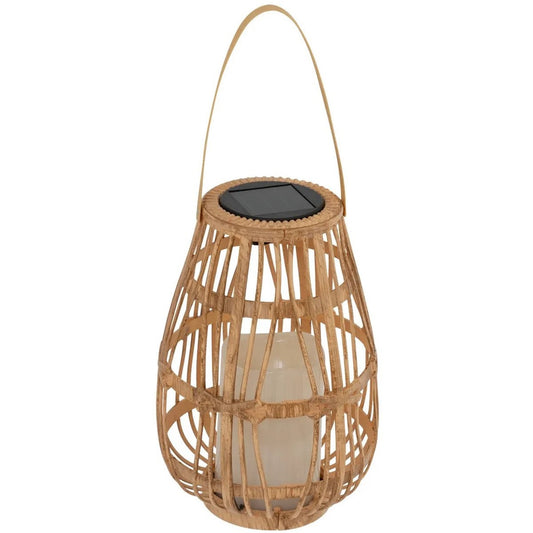 Atmosphera Solar tuin lantaarn - naturel - rotan kunststof - 16 x 23 cm - buiten - Led kaars licht