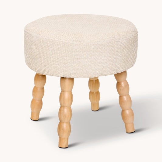 Atmosphera Spolo Velvet Poef - Ø38xH39cm - Wit