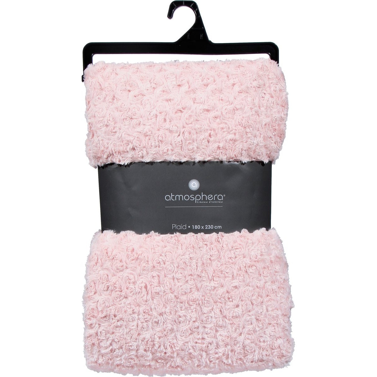 Atmosphera Sprei/deken/plaid - lichtroze - polyester - 230 x 180 cm - geknoopt motief