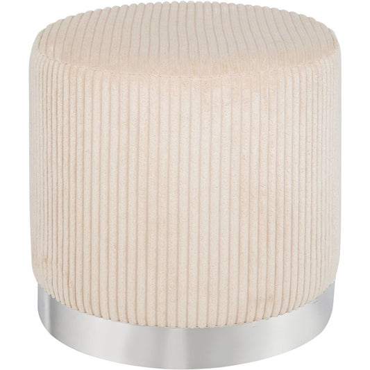 Atmosphera Sylia Corduroy Poef - Ø38xH38cm - Ivoor