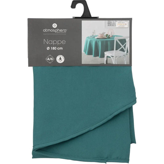 Atmosphera Tafelkleed rond - petrol blauw - Dia 180 cm - Eettafel tafellakens - polyester