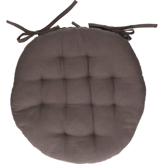 Atmosphera Tuinstoelkussen - donkergrijs - katoen - 38 x 38 x 6.5 cm - wicker zitkussen rond