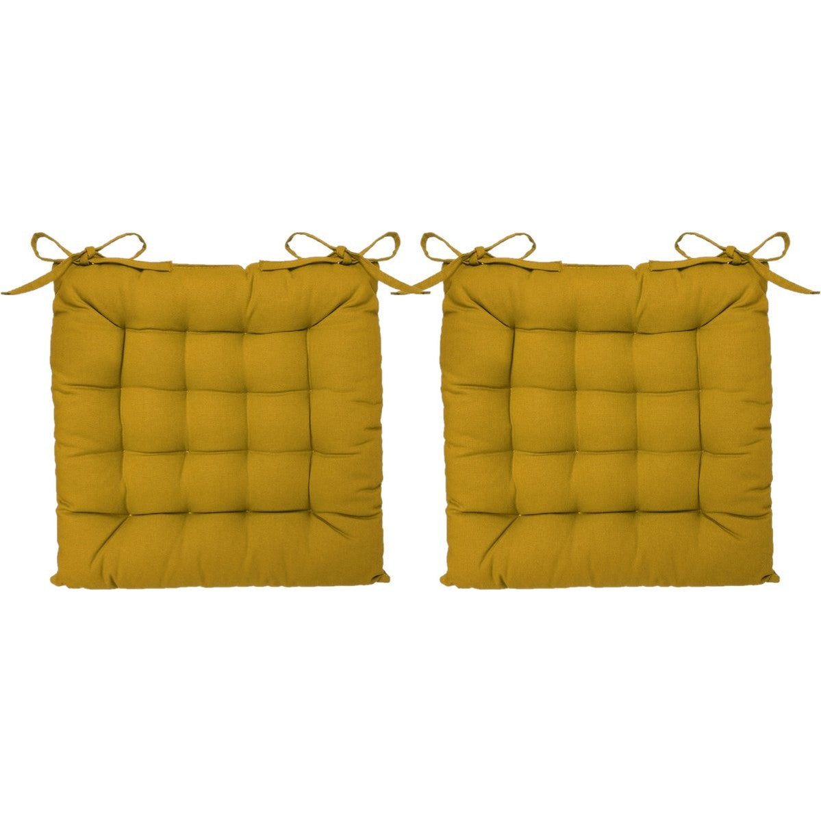 Atmosphera Tuintoelkussen - 2x - oker geel - katoen - 38 x 6 cm - zitkussen