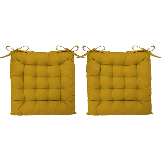 Atmosphera Tuintoelkussen - 2x - oker geel - katoen - 38 x 6 cm - zitkussen